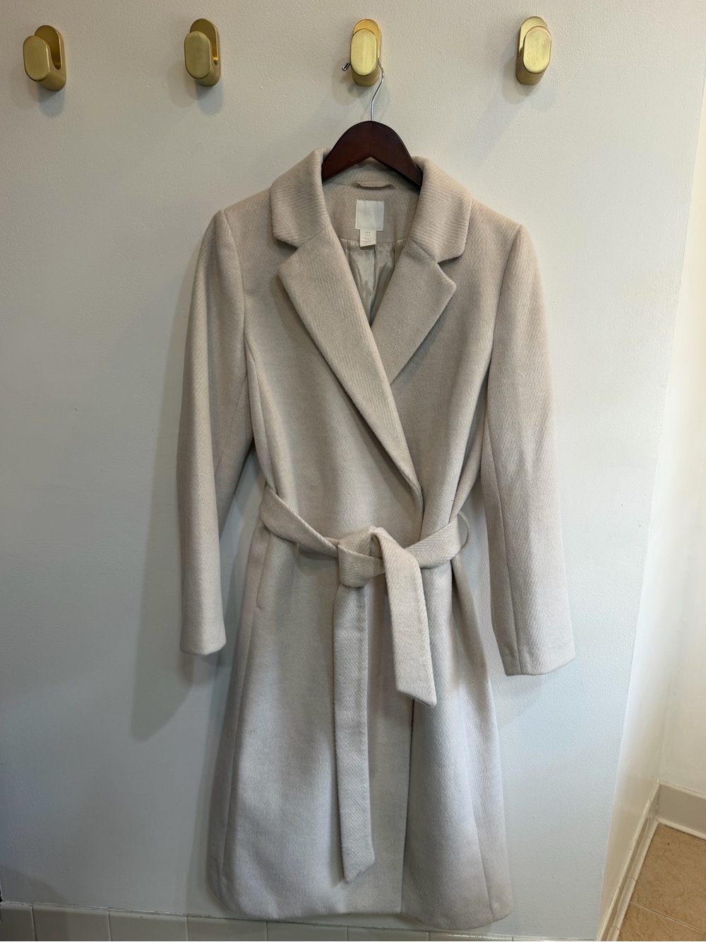 H&M Light Beige Wrap Belted Long Coat